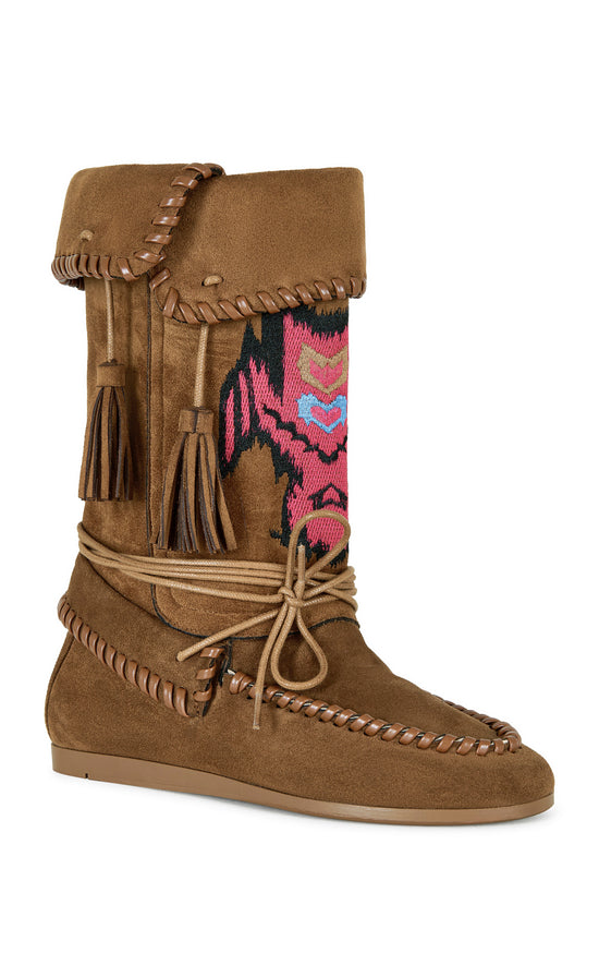 WERET-CHESTNUT FLAT MOCCASIN BOOTIE