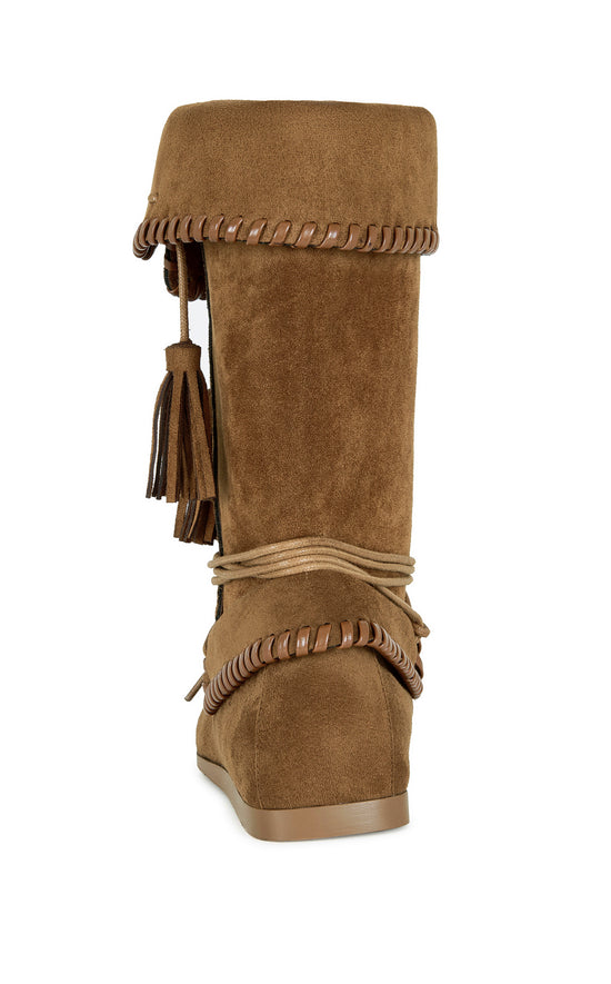 WERET-CHESTNUT FLAT MOCCASIN BOOTIE