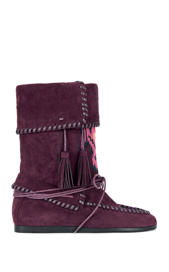 WERET-PLUM FLAT MOCCASIN BOOTIE