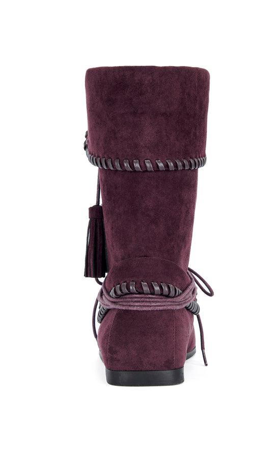 WERET-PLUM FLAT MOCCASIN BOOTIE