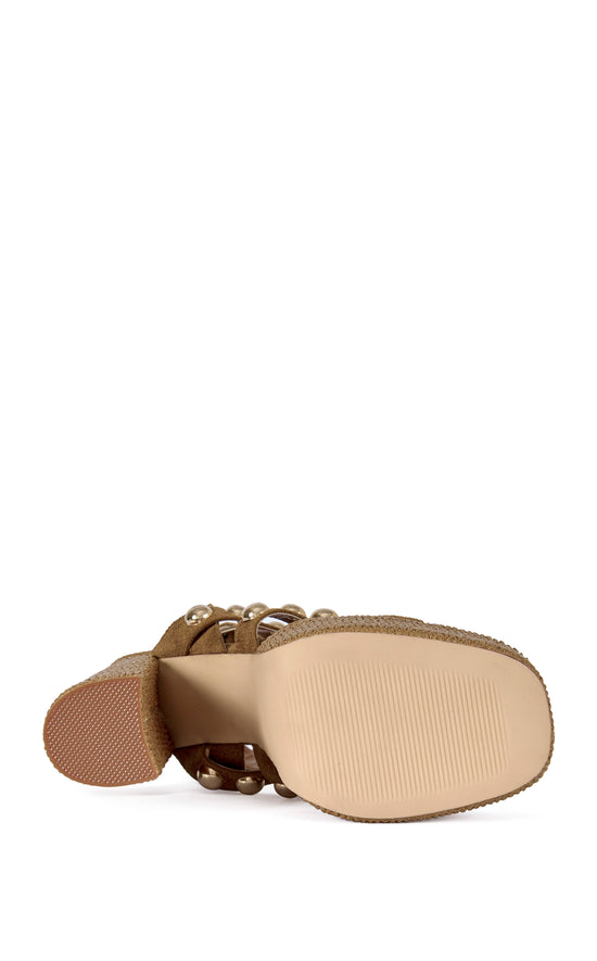 YARA-BROWN PLATFORM STUDDED SANDAL
