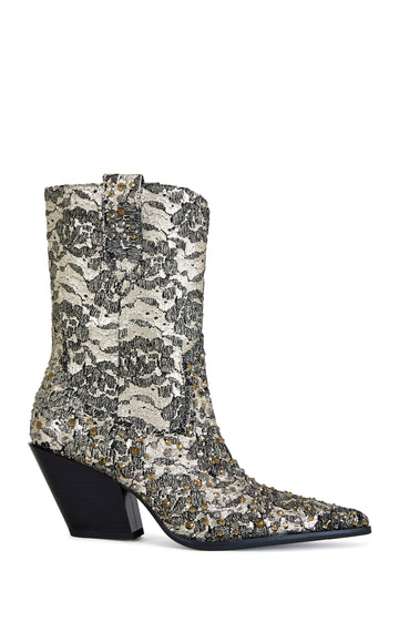 ZIRENNE-GOLDBLACK BLOCK BOOTIE