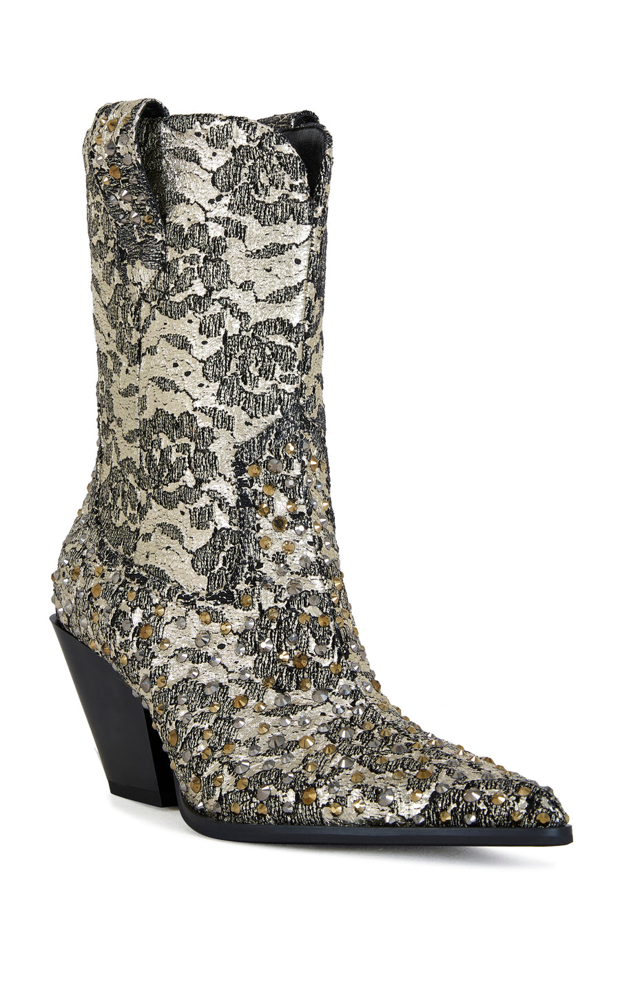 ZIRENNE-GOLDBLACK BLOCK BOOTIE