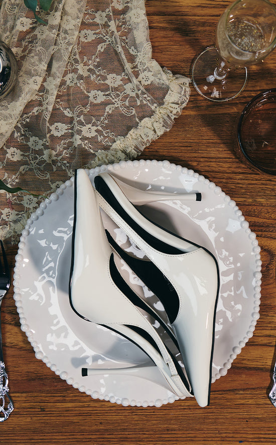 SYLVA-WHITE POINT TOE SLINGBACK STILETTO PUMP