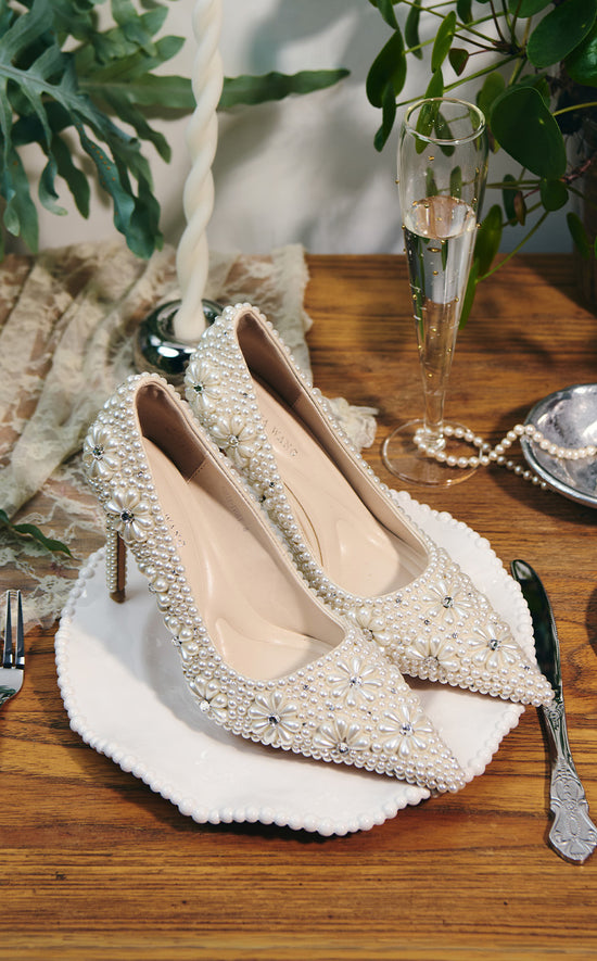 ADRIA-IVORY PEARL STILETTO PUMP