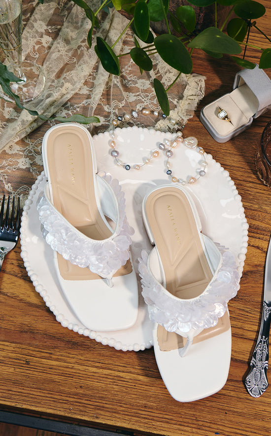 PEARLIA-WHITE MOTHER OF PEARL THONG FLAT SANDAL