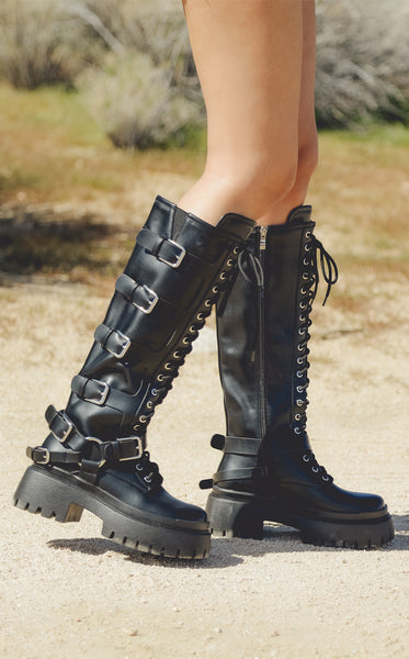 SAXEN-BLACK FLATFORM BOOT | AZALEA WANG