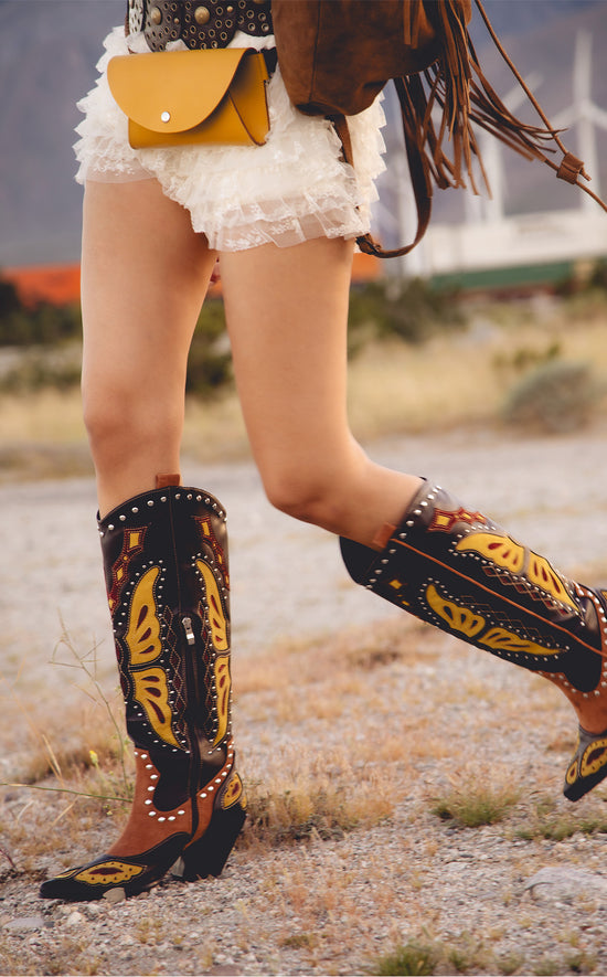 FLUTTER-BROWNMULTI WESTERN BOOT