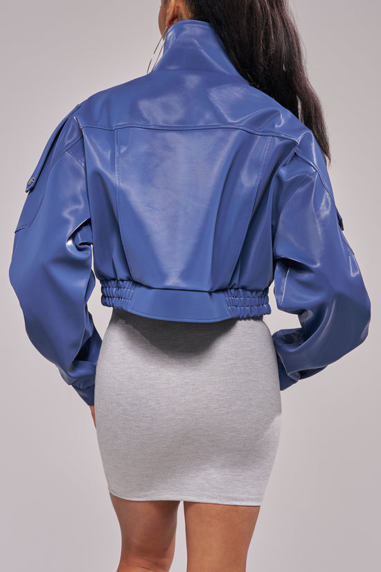 BABZ-BLUE LIQUID LUXE MOTO JACKET