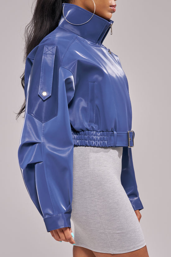 BABZ-BLUE LIQUID LUXE MOTO JACKET