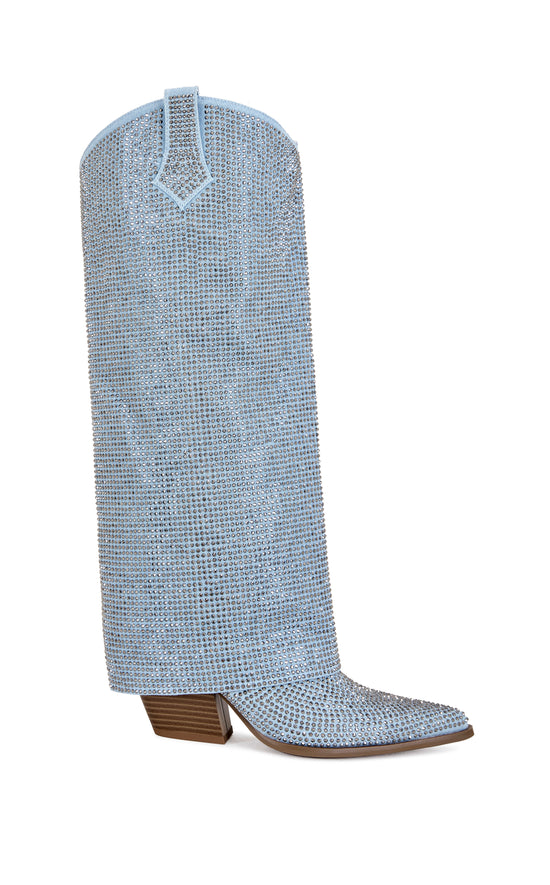 BANIAN-DENIM CRYSTAL WESTERN BOOT