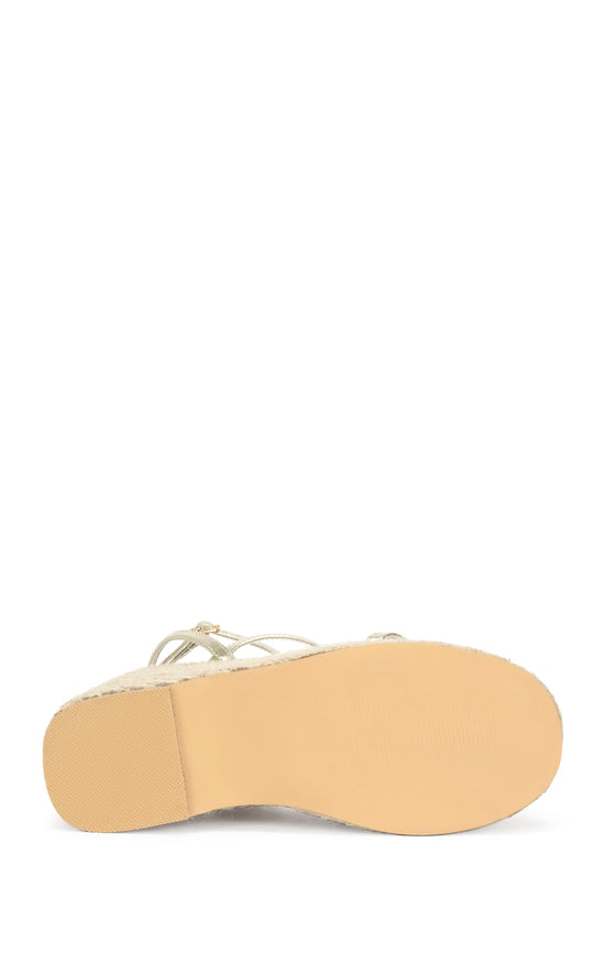 BAROSSA-GOLD FLORAL PLATFORM WEDGE SANDAL