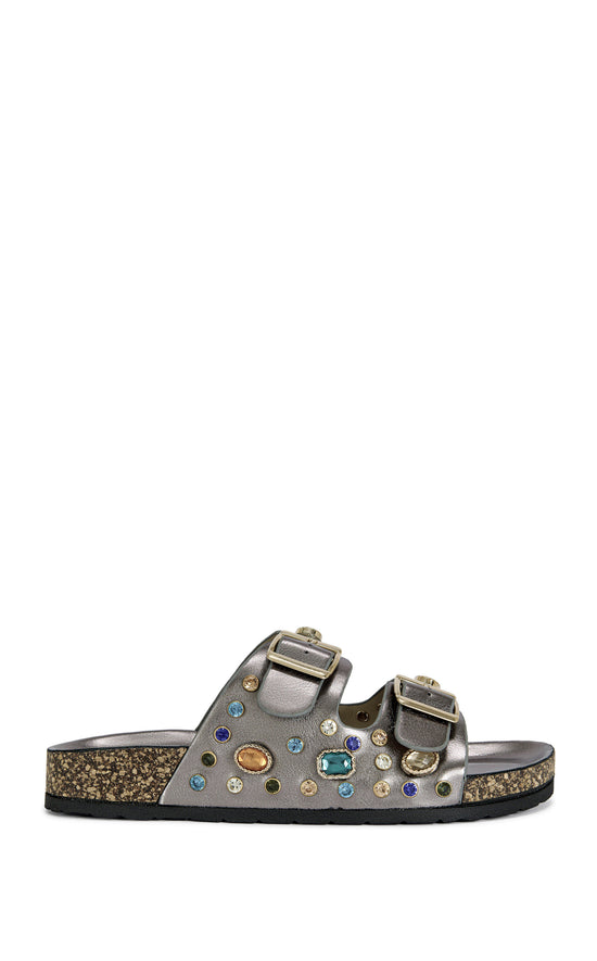 BAYLEAVES-PEWTER FLAT SANDAL