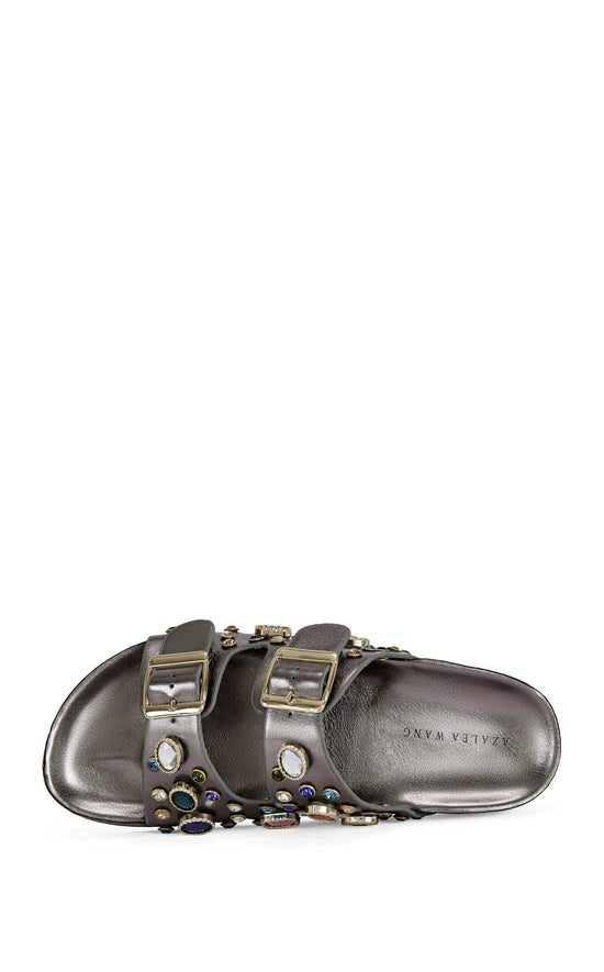 BAYLEAVES-PEWTER FLAT SANDAL
