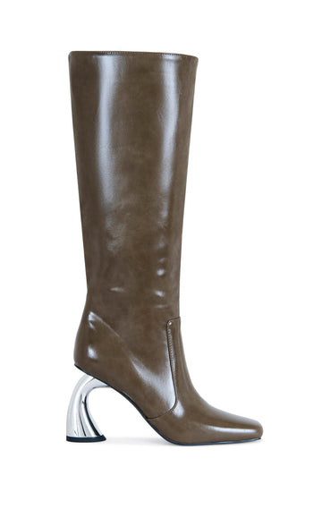 BEHRAM-OLIVE BLOCK HEELED BOOT