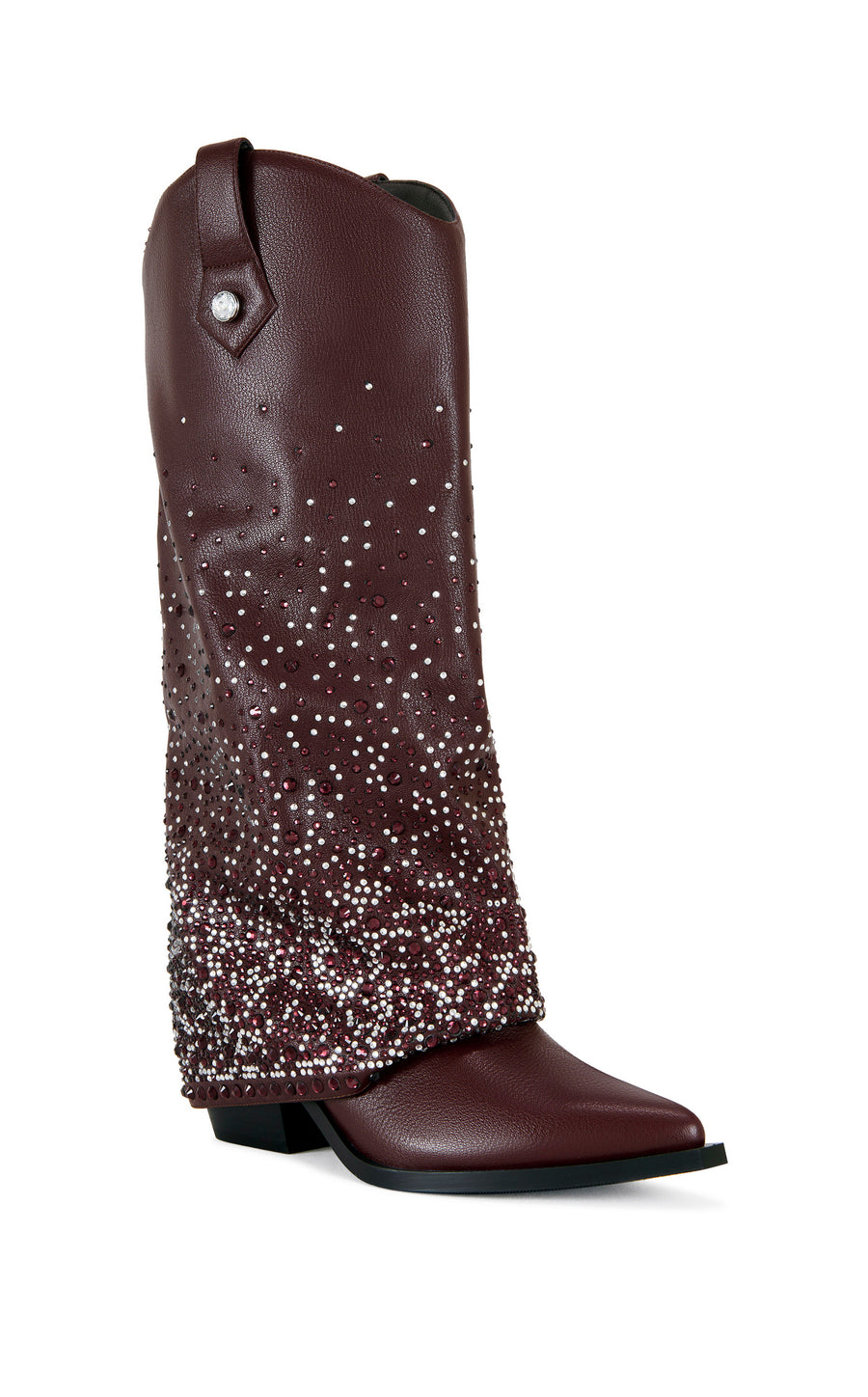 BETH-BROWN RHINESTONE FOLDOVER WESTERN BOOT