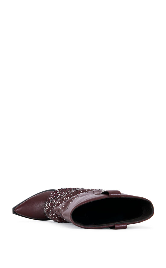 BETH-BROWN RHINESTONE FOLDOVER WESTERN BOOT