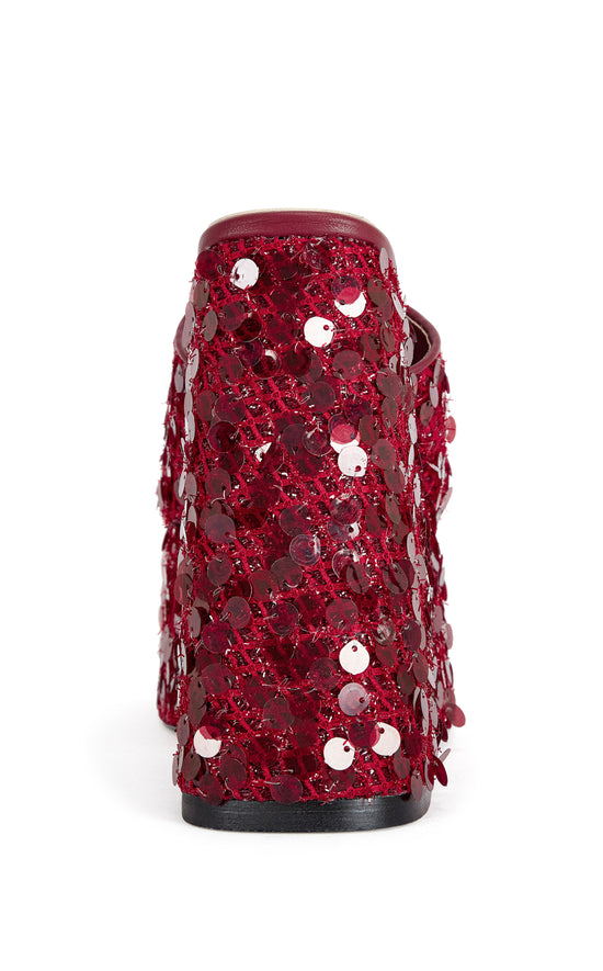 BETSEY-RED PLATFORM SEQUIN WEDGE SANDAL
