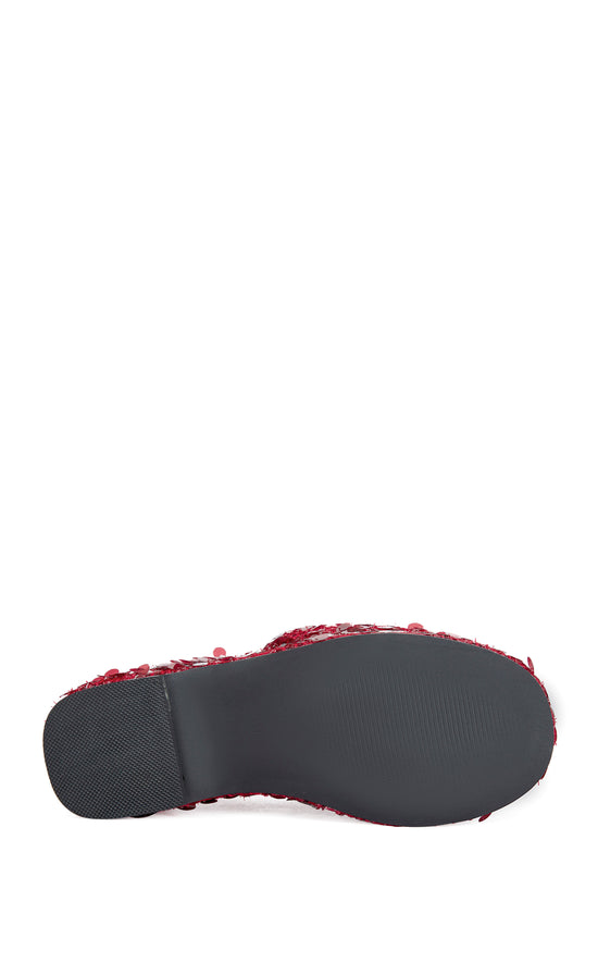 BETSEY-RED PLATFORM SEQUIN WEDGE SANDAL