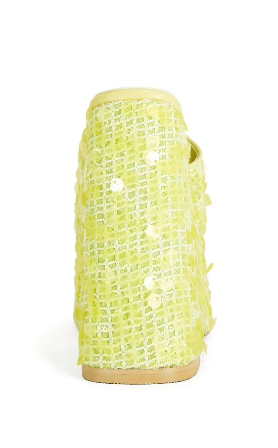 BETSEY-YELLOW PLATFORM SEQUIN WEDGE SANDAL