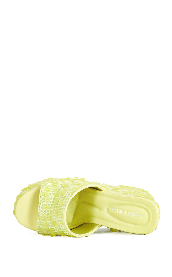 BETSEY-YELLOW PLATFORM SEQUIN WEDGE SANDAL
