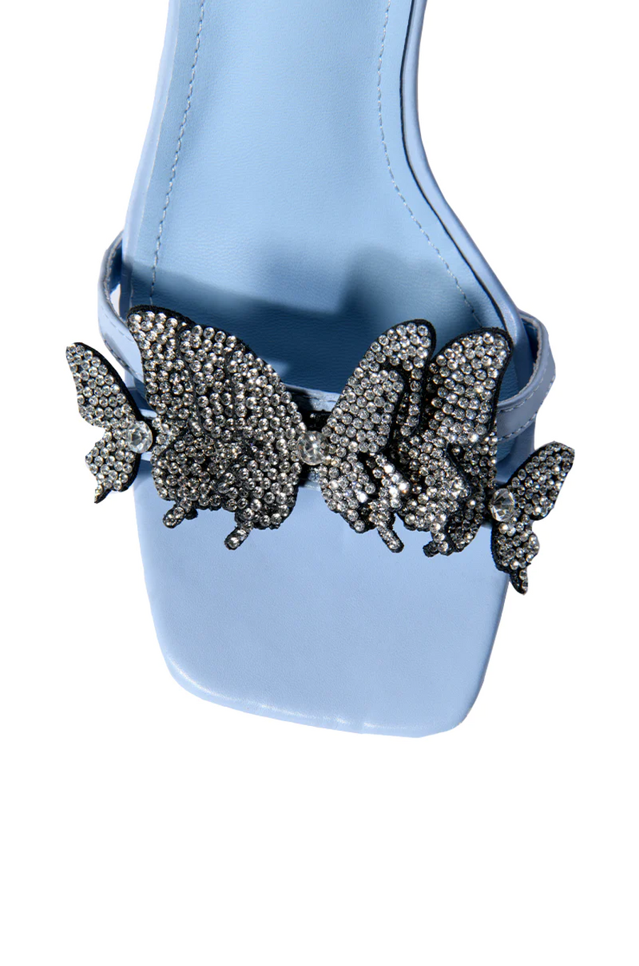 CHEER-BLUE BUTTERFLY WRAP HEELED SANDAL