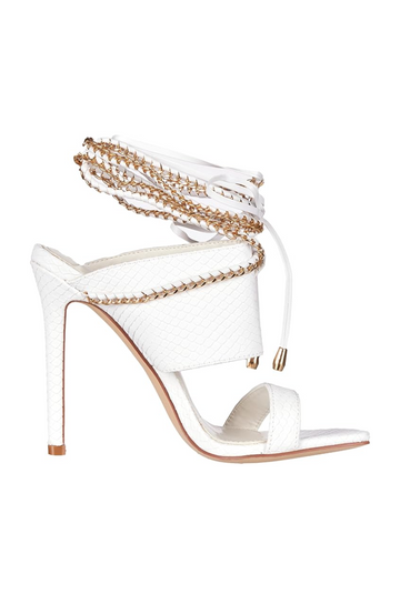 TASKA WHITE WRAP SANDAL