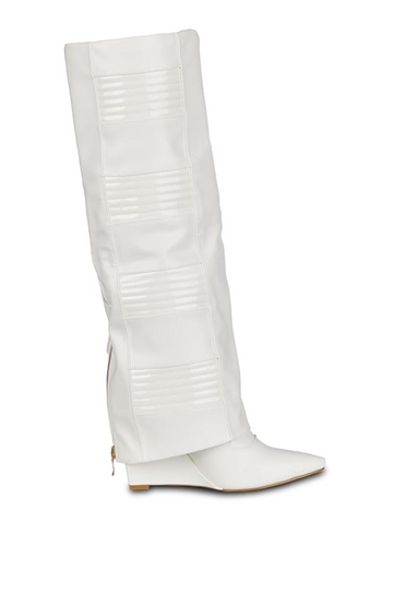 VICTORIA WHITE COVERED WEDGE BOOT