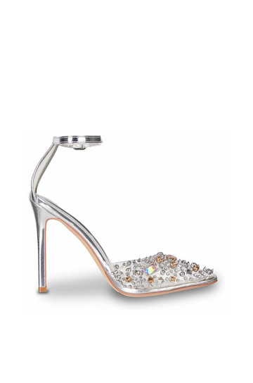 POPSTAR SILVER ANKLE STRAP PUMP