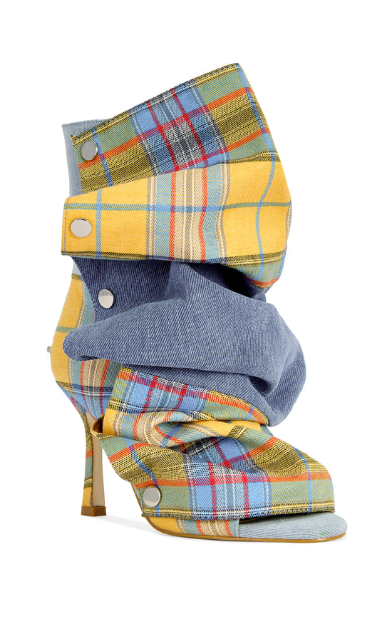 BIRDSONG-YELLOWPLAID STILETTO BOOTIE