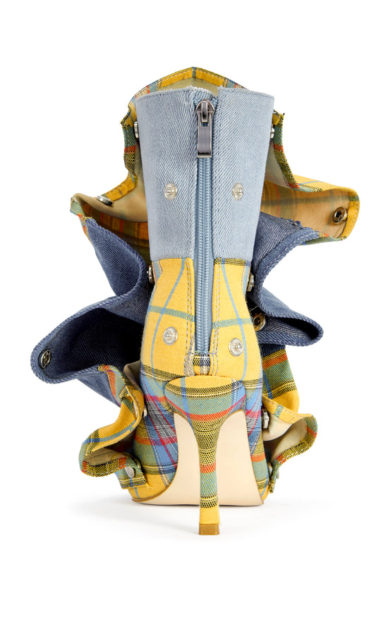 BIRDSONG-YELLOWPLAID STILETTO BOOTIE