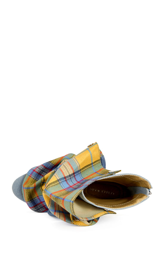 BIRDSONG-YELLOWPLAID STILETTO BOOTIE