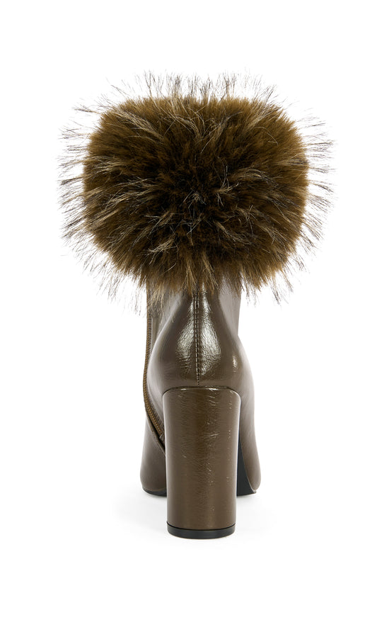 BOROUGH-CHOCOLATE FAUX FUR BLOCK BOOTIE