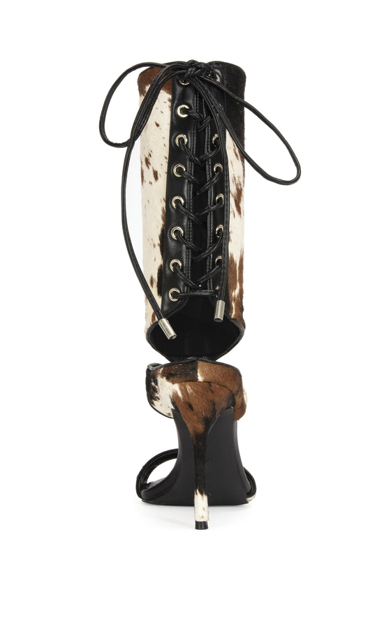 BOUDIER-COW CALF HAIR STILETTO SANDAL BOOTIE