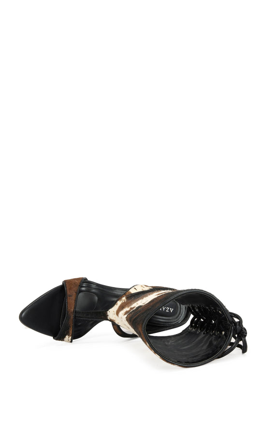 BOUDIER-COW CALF HAIR STILETTO SANDAL BOOTIE