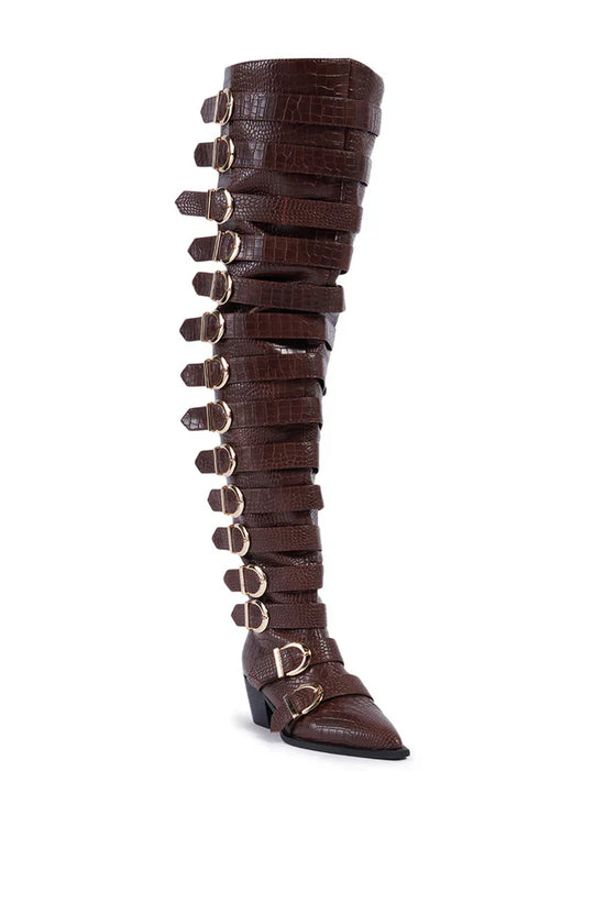 BRAULIA-BROWNCROC OVER THE KNEE WESTERN BOOT
