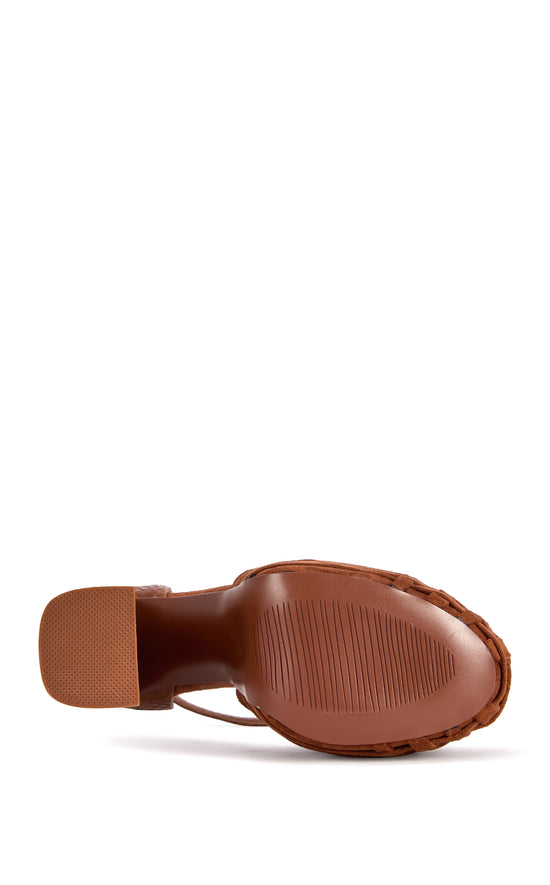BRENLEY-COGNAC PLATFORM BLOCK HEELED SANDAL