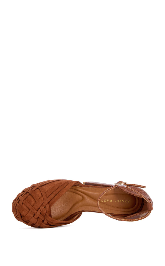 BRENLEY-COGNAC PLATFORM BLOCK HEELED SANDAL