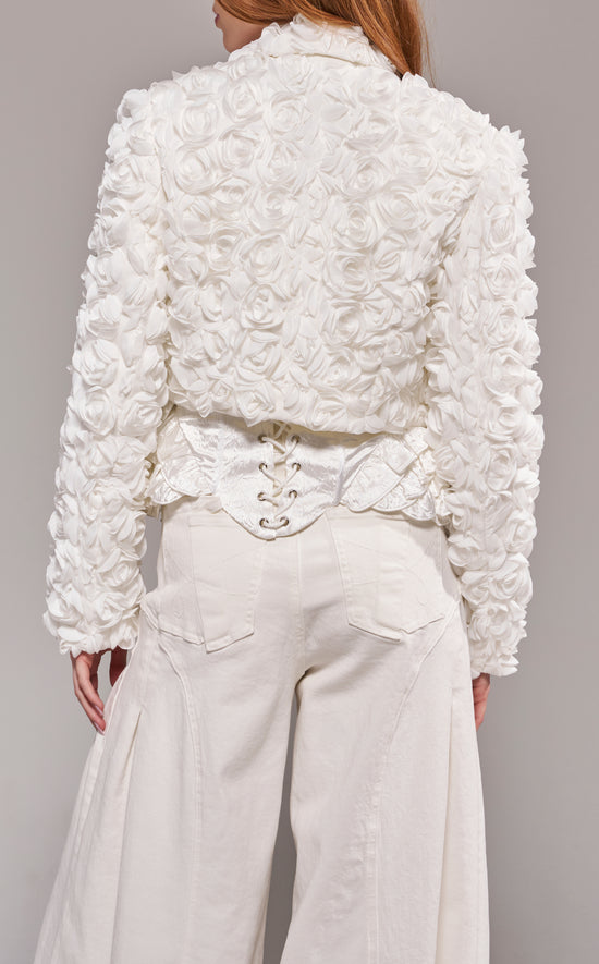 BRIARROSE-WHITE ROSETTE BLAZER