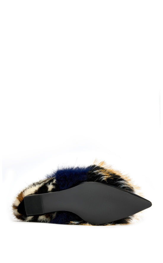 BRIASH-NAVYMULTI FAUX FUR WEDGE BOOTIE