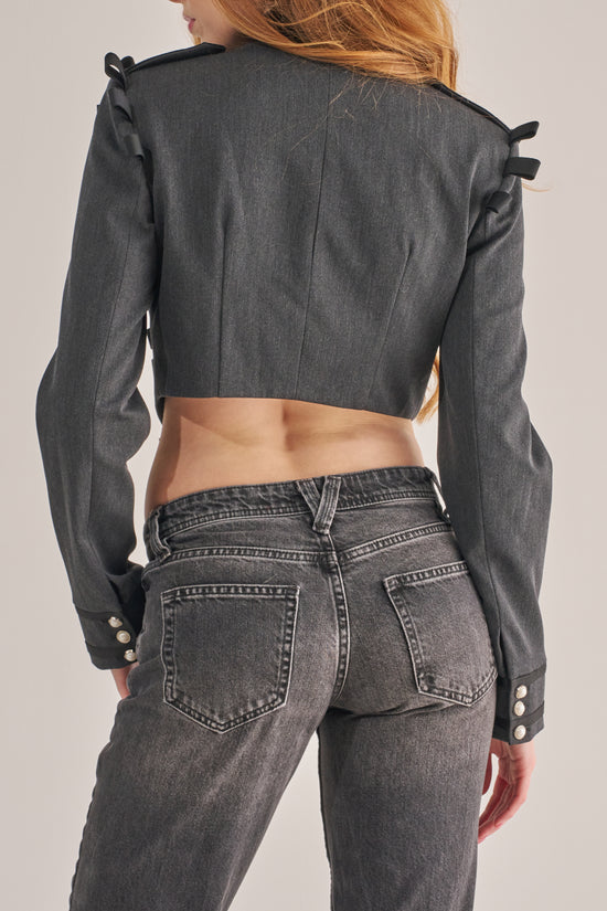 BRONWEN-BLACK MILITARY CROPPED JACKET