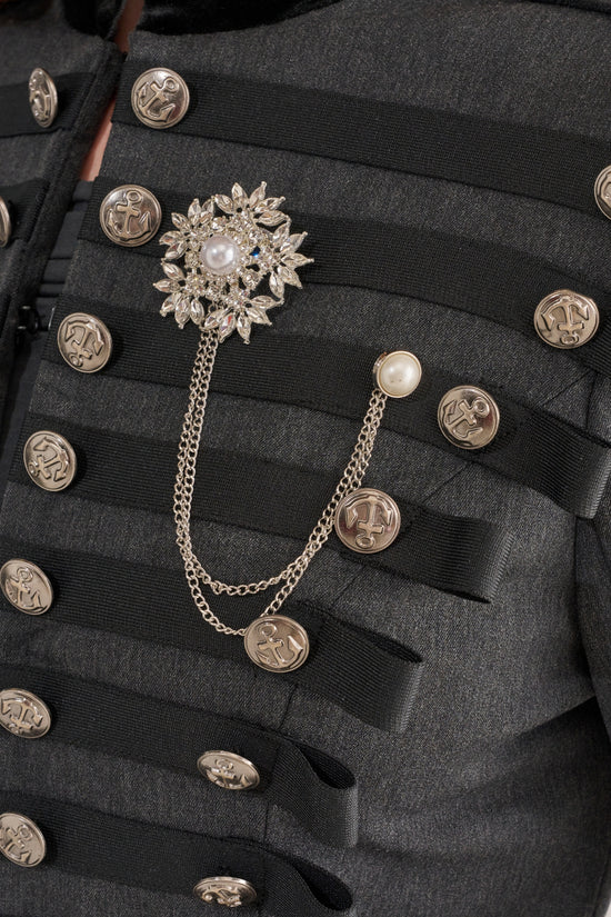 BRONWEN-BLACK MILITARY CROPPED JACKET