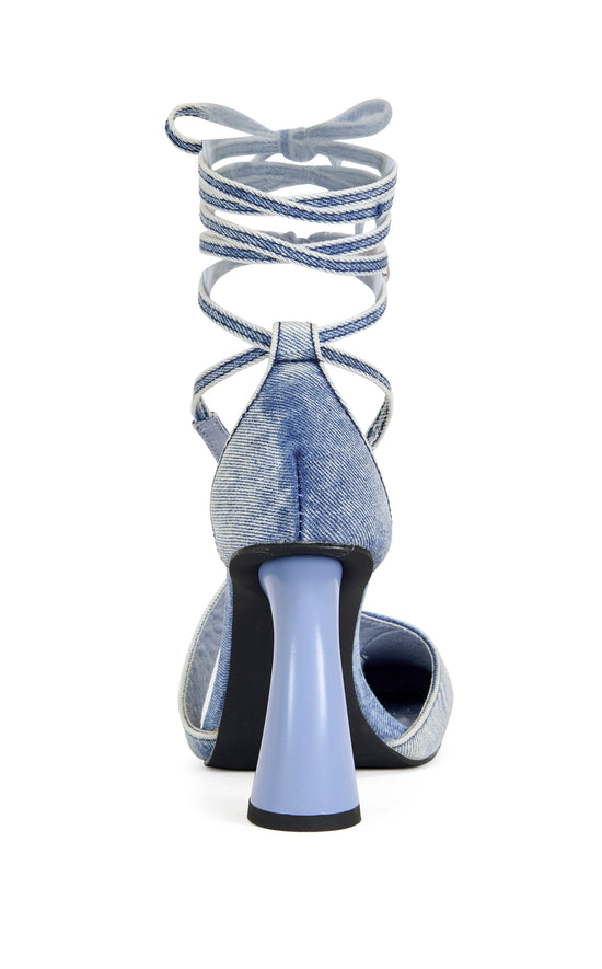 BUIKY-DENIM WRAP-AROUND PUMP