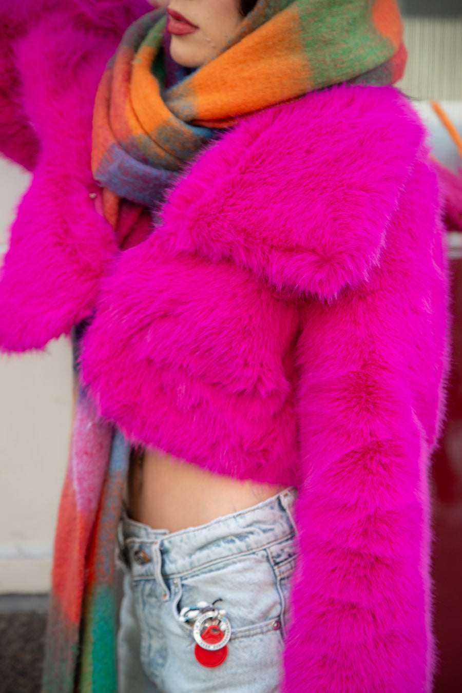 CADENCE PINK FAUX FUR JACKET