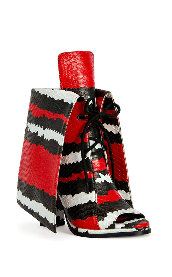 CAELUM-REDSNAKE PEEP TOE BLOCK BOOTIE