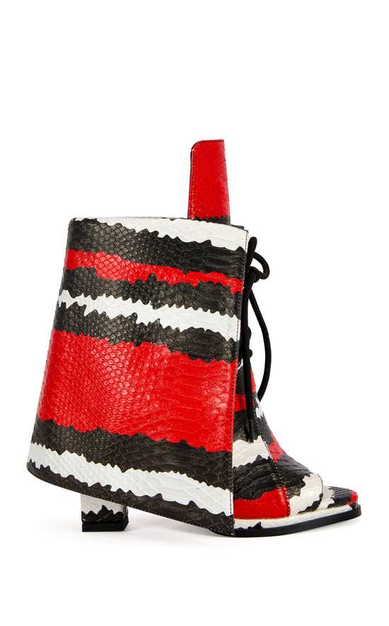 CAELUM-REDSNAKE PEEP TOE BLOCK BOOTIE