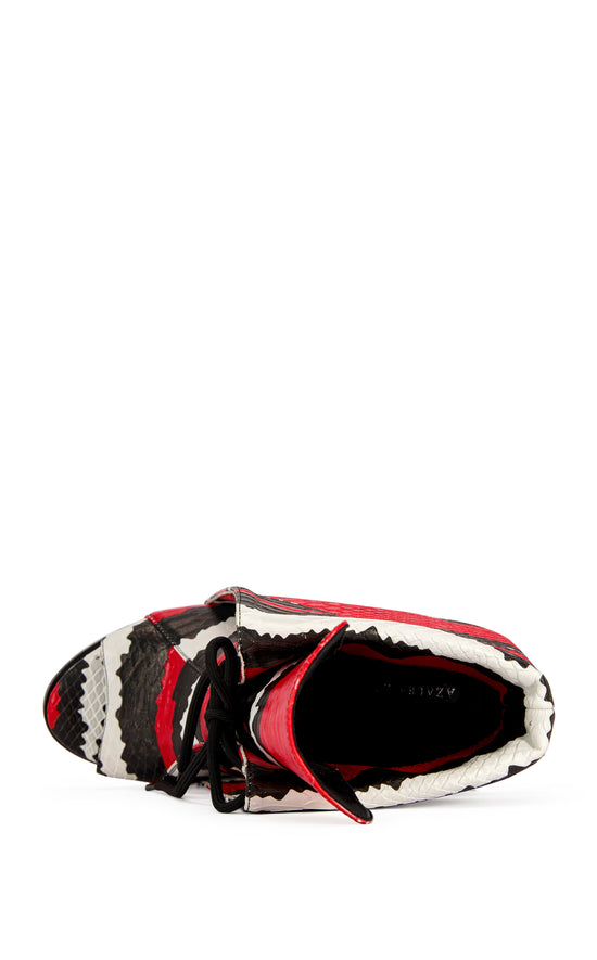 CAELUM-REDSNAKE PEEP TOE BLOCK BOOTIE