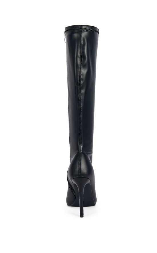CALANA-BLACKPU 4 WAY STRETCH KNEE-HIGH STILETTO BOOT