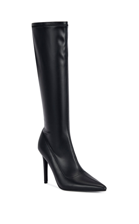 CALANA-BLACKPU 4 WAY STRETCH KNEE-HIGH STILETTO BOOT