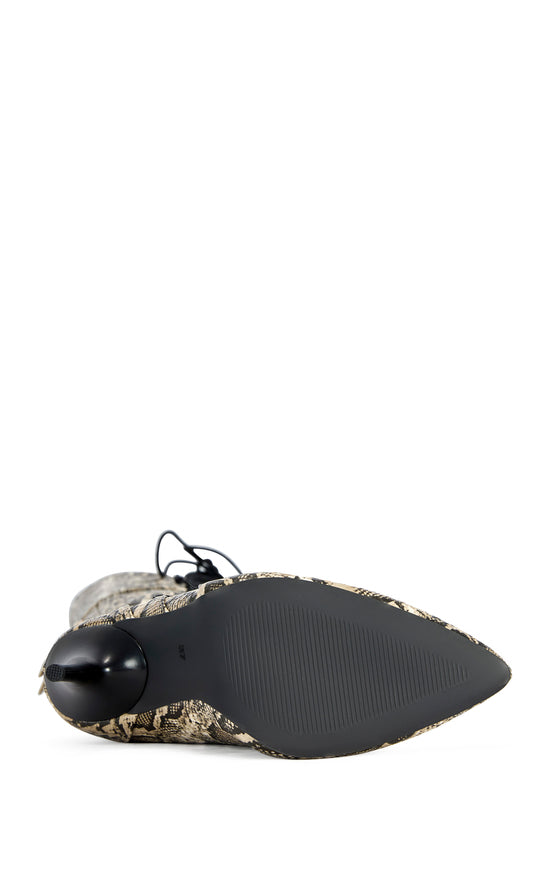 CALYX-SNAKE LACE UP STILETTO BOOT